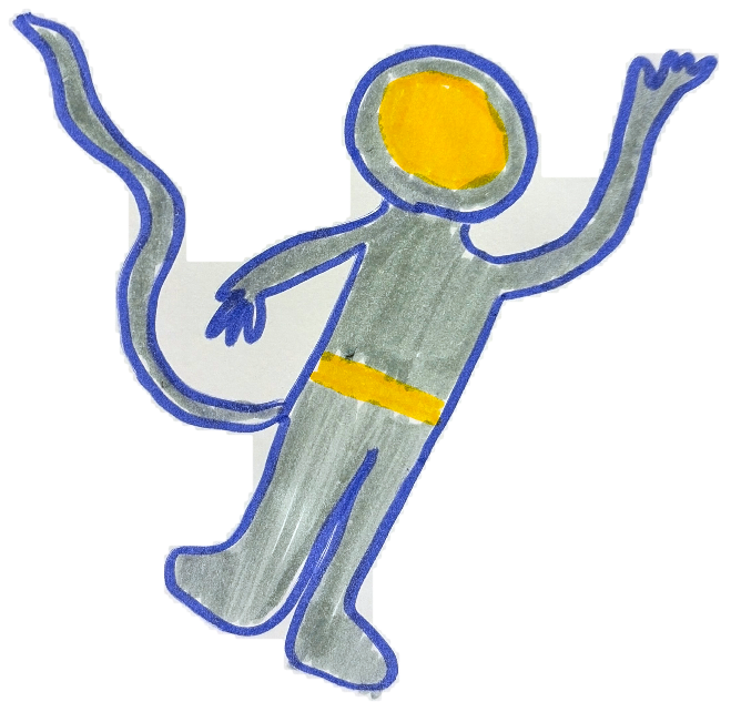 an astronaut, drawn by a kid