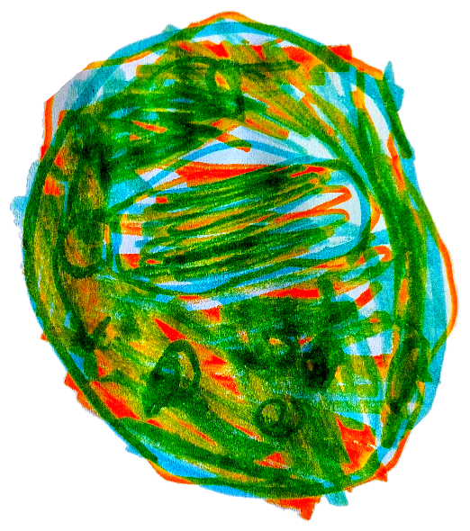 a green planet, drawn by a kid